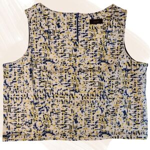 Mark Blue White Yellow Speckled Crop Top XL Short Sleeve‎ Casual Summer